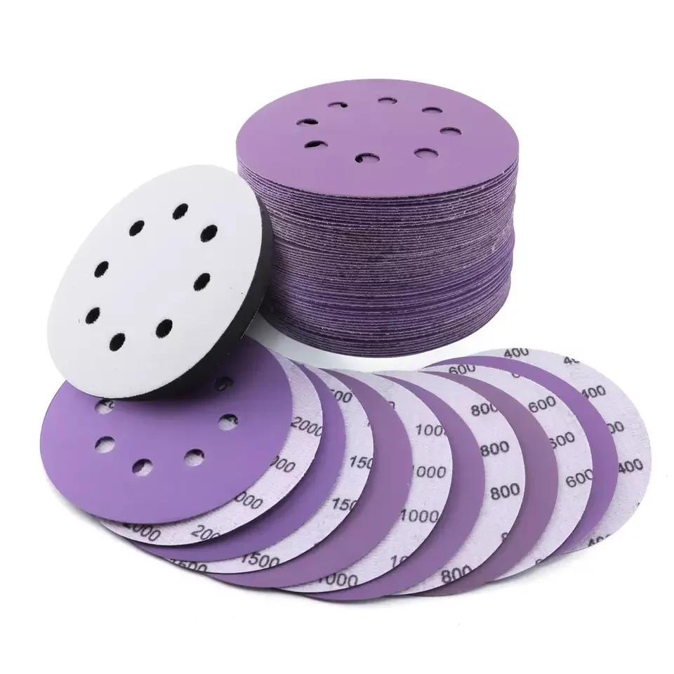 125mm purple diamond adhesive sandpaper 150mm disc sanding abrasive disco sander paper