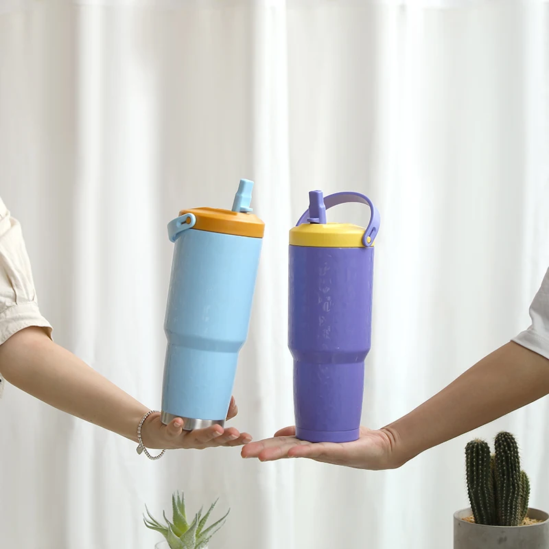 Everich ODM дизайн 14oz 30oz соломенная крышка кофейная кружка из нержавеющей стали Изолированная молочная для детей