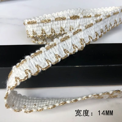 Hot Sale Polyester Tassel Metallic Ribbon Narrow Woven Tape Ribbon for Clothes
