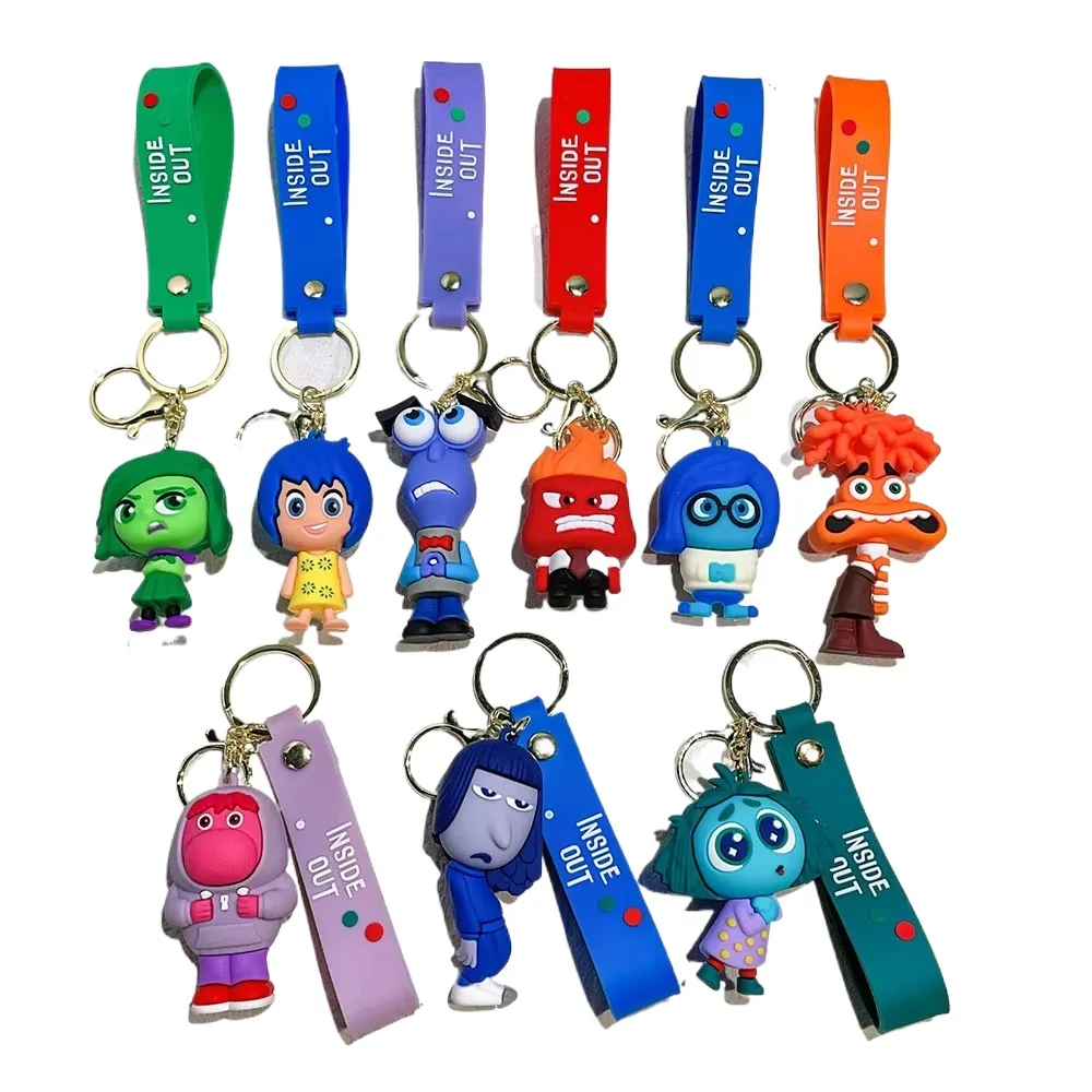 2 Doll PVC Soft Rubber Anime Car Bag Pendant Gift Inside Out Character Key Chains 3d Keychain