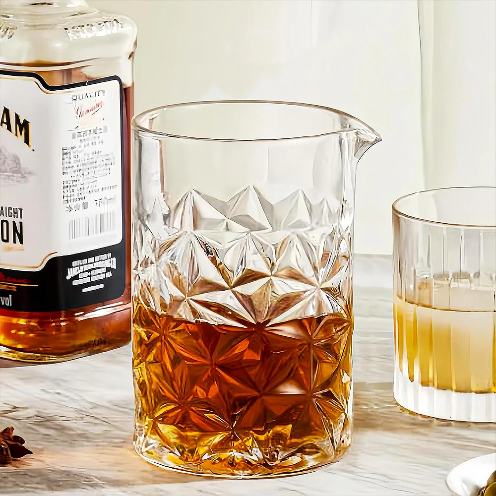 Customized 700ml 23oz Thick Bottom Hand-Cut Cocktail Mixing Glass Bar Viski Mojito Juice Bartender Stirring Seamless Glass