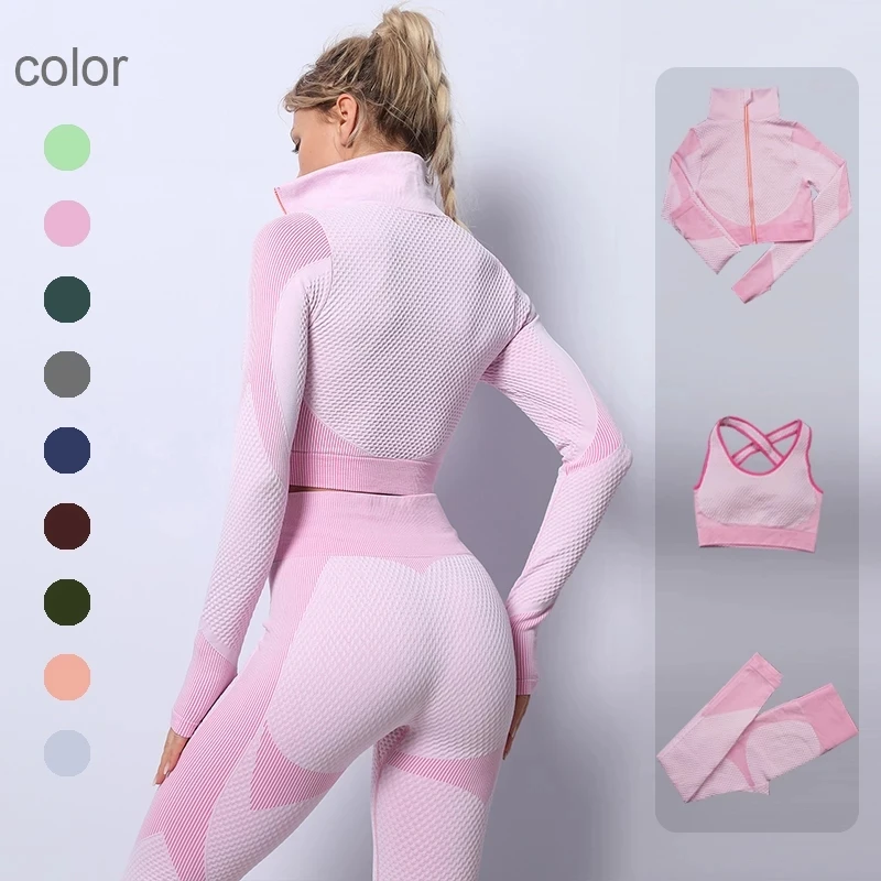 2021 New Colour Gym Clothing Long Sleeve Activewear Yoga Sets For Women Yoga Suit Seamless