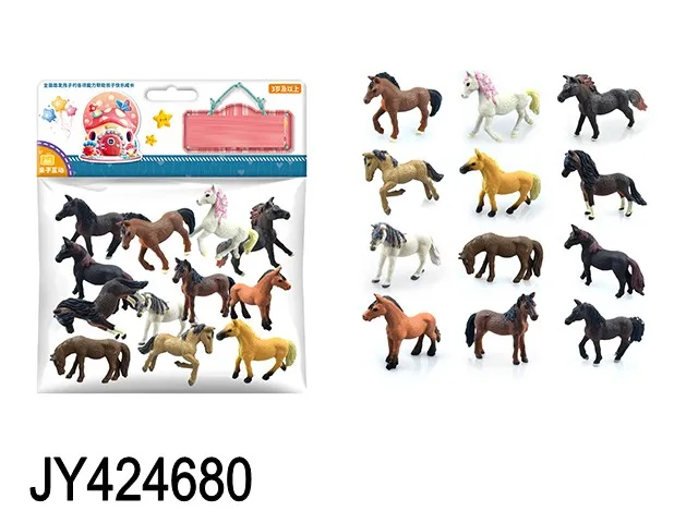 Plastic Horse Figure Toy Set for Kid  2.5' Miniature Realistic Pony Horse Toy Figurine Farm Animal Toy Gift for Boy Girl
