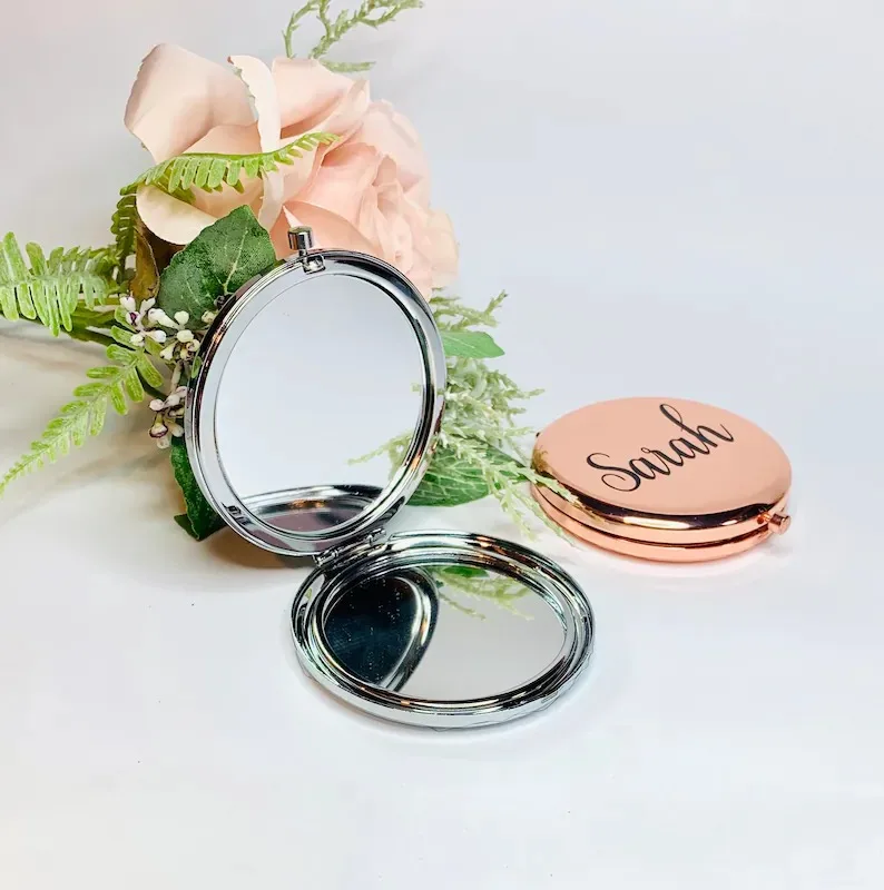 70mm 2X Magnification Compact Pocket Mirrors Cosmetic Make Up Small Folding Portable Hand Round Mirror