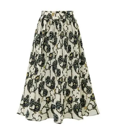 Factory OEM ODM Girl Skirt Women Summer Pleated  High Waist Chiffon Print Women Skirt