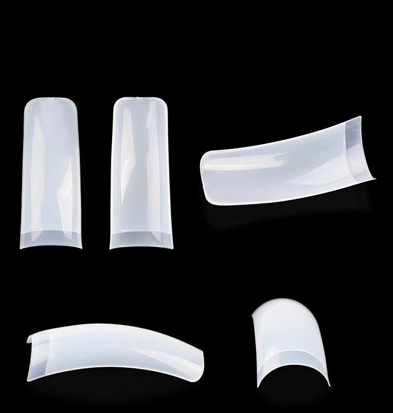 Acrylic French Half Cover 550pcs Xxl C Curve Nail Tips Straight Clear Tip Nail Long Tapered Square Nail Tips Clear