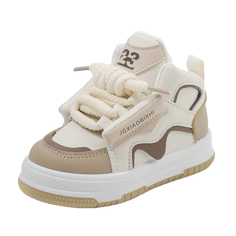 Wholesale children shoes PU Leather Girls Chunky Children Shoes Casual High Top soled Breathable Kids Sneakers