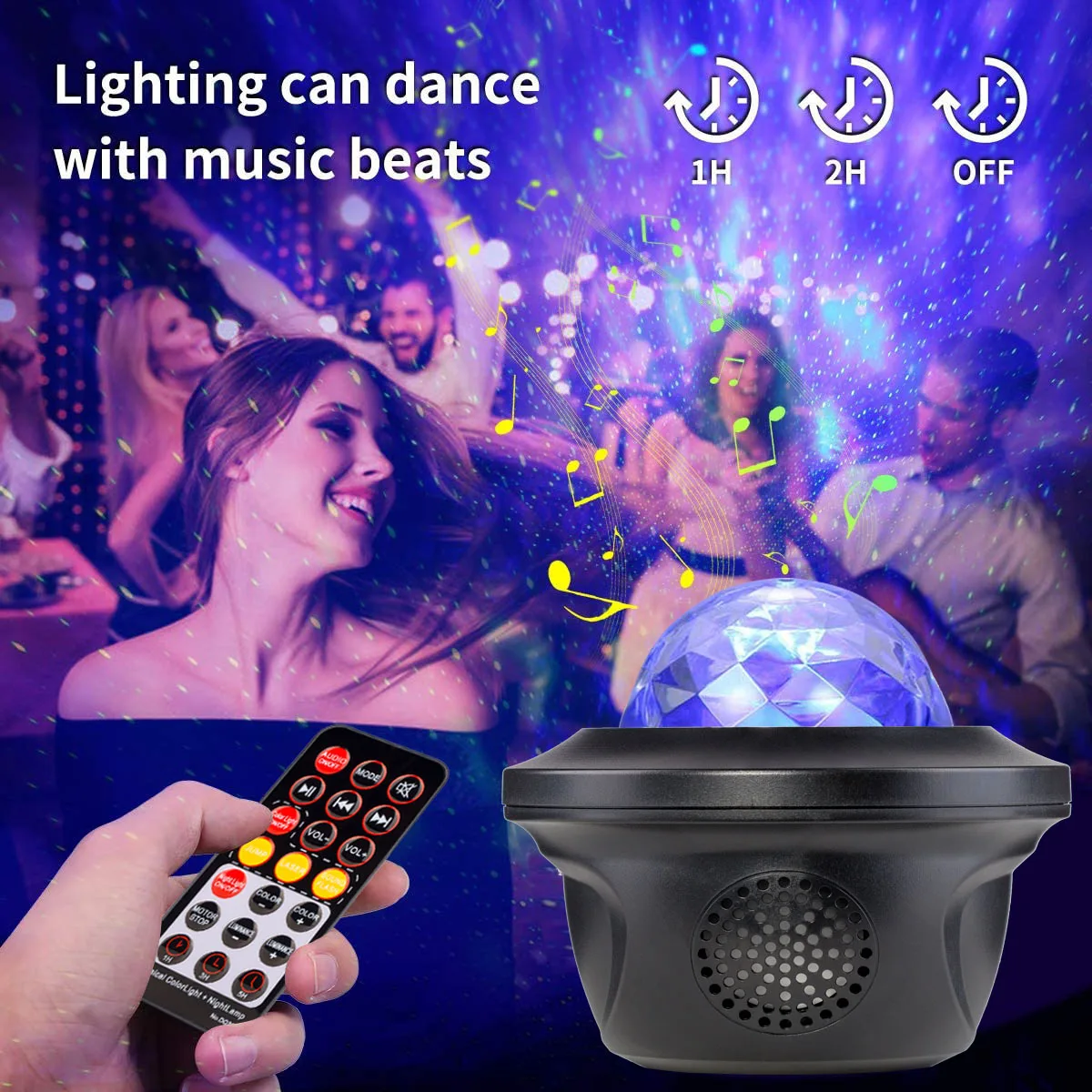 Colorful Starry Sky Projector Nightlight Projection Lamp Gifts Night Light Romantic Tooth USB Music Player Star Child Blue LED