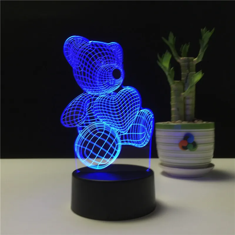 RGB 3d Светодиодная лампа база иллюзия аниме акриловая АБС с Usb-кабелем и пультом дистанционного управления