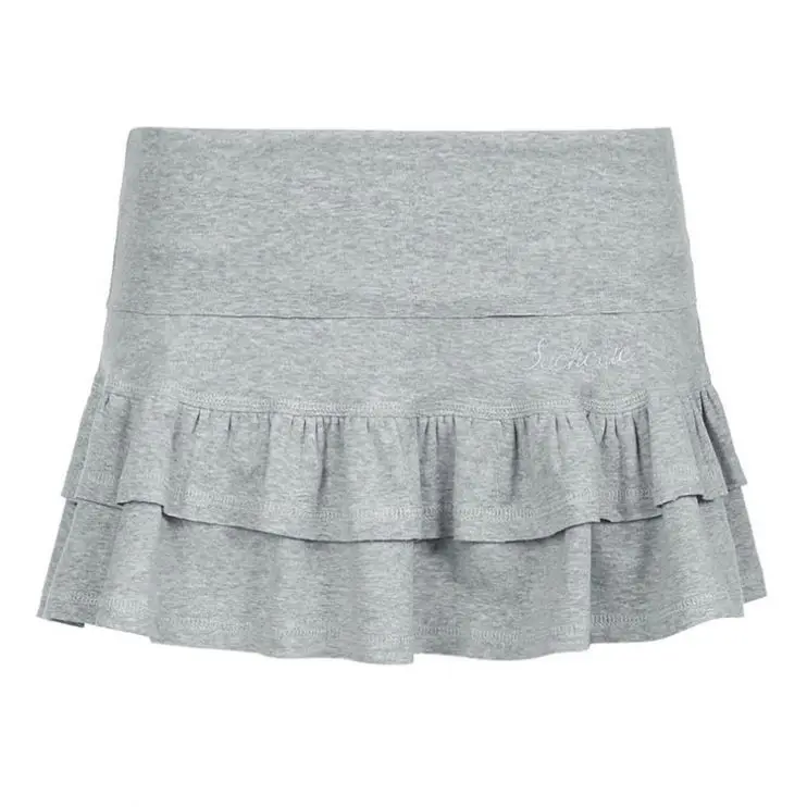 Street slim-fit lace up ruffled patchwork pleated skirt sweet and spicy women fashion mini skirt