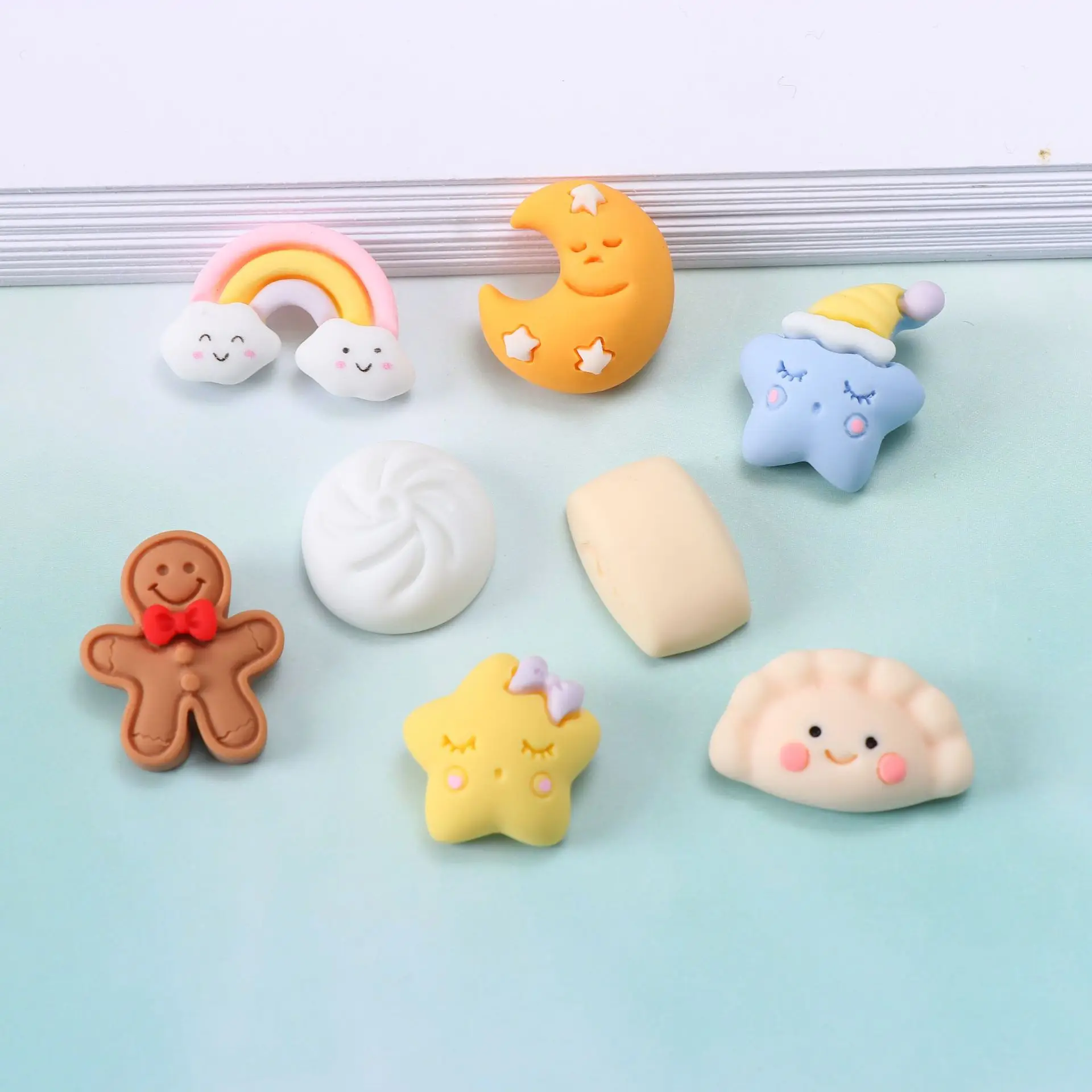 Wholesale Popular DIY Steamed Stuffed Buns Mantou Rainbow Cake Pendant Polymer Clay Charms For Hairpin Phone Decoration