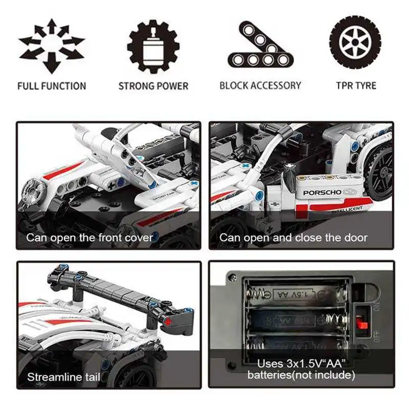1/16 Scale Remote Control Drift Car Building Blocks Sets Model Super Car DIY Assembled Bricks Sets Toys For Kids
