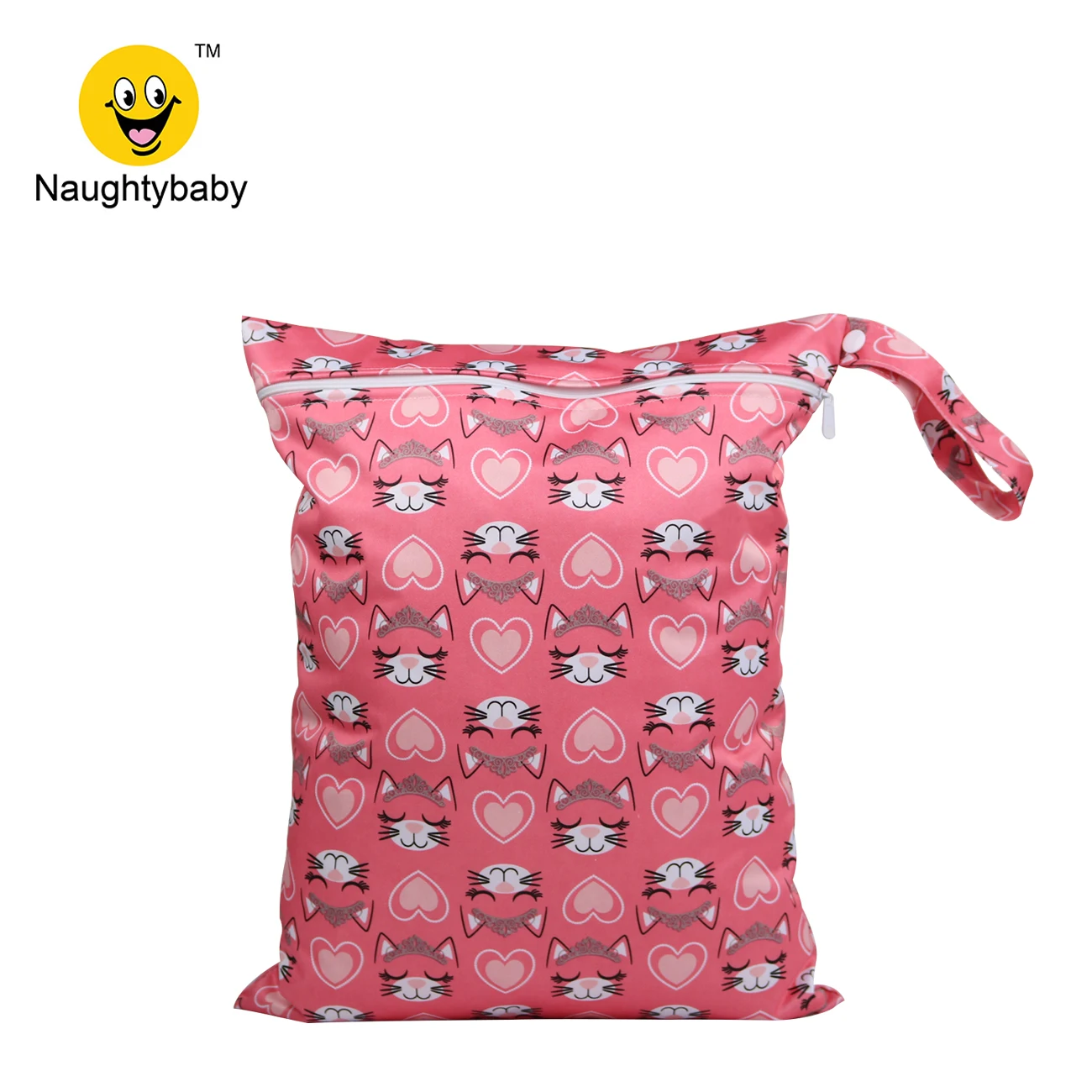 Travel Cloth Diaper Wet Bag Two Pockets Nappy Pail Liner Waterproof Bag Print Naughty Baby Zipper Bag Double Zipper