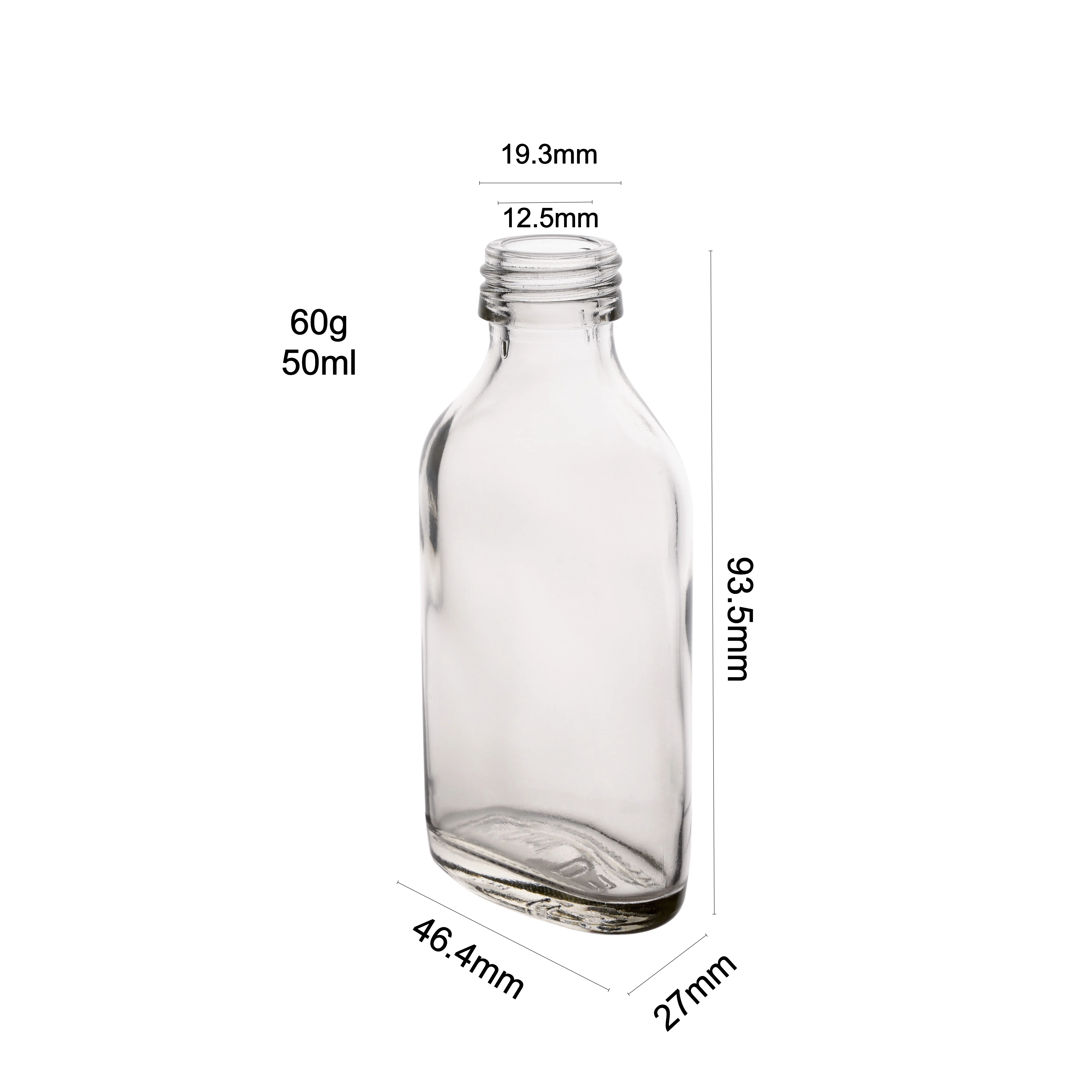 Berlin Packaging 50ml Small Liquor Sample Oval Juice Whiskey Spirit Bottle Vodka Water Glass Bottle For Carbonated Drinks