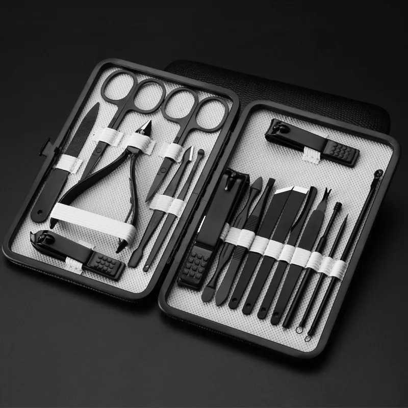 Professional best 7/10/12/15/18pcs mens nail grooming manicure gift set kit