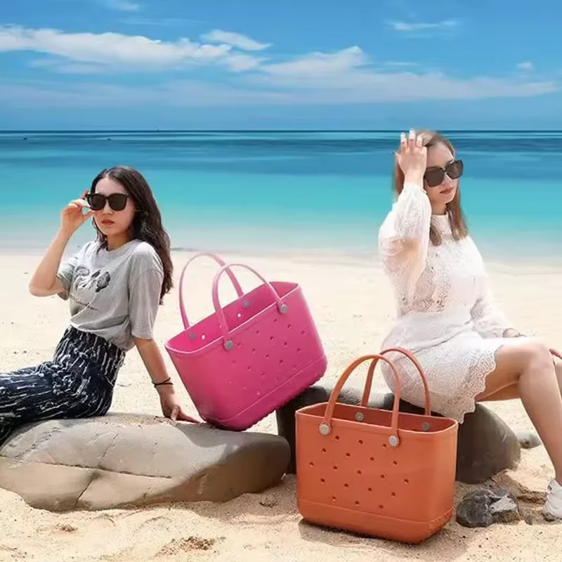 New Fashionable Tote Bag Waterproof Durable EVA Plastic Silicone Woman Summer Travel Beach Pool Storage Eva Tote Bogg Bag