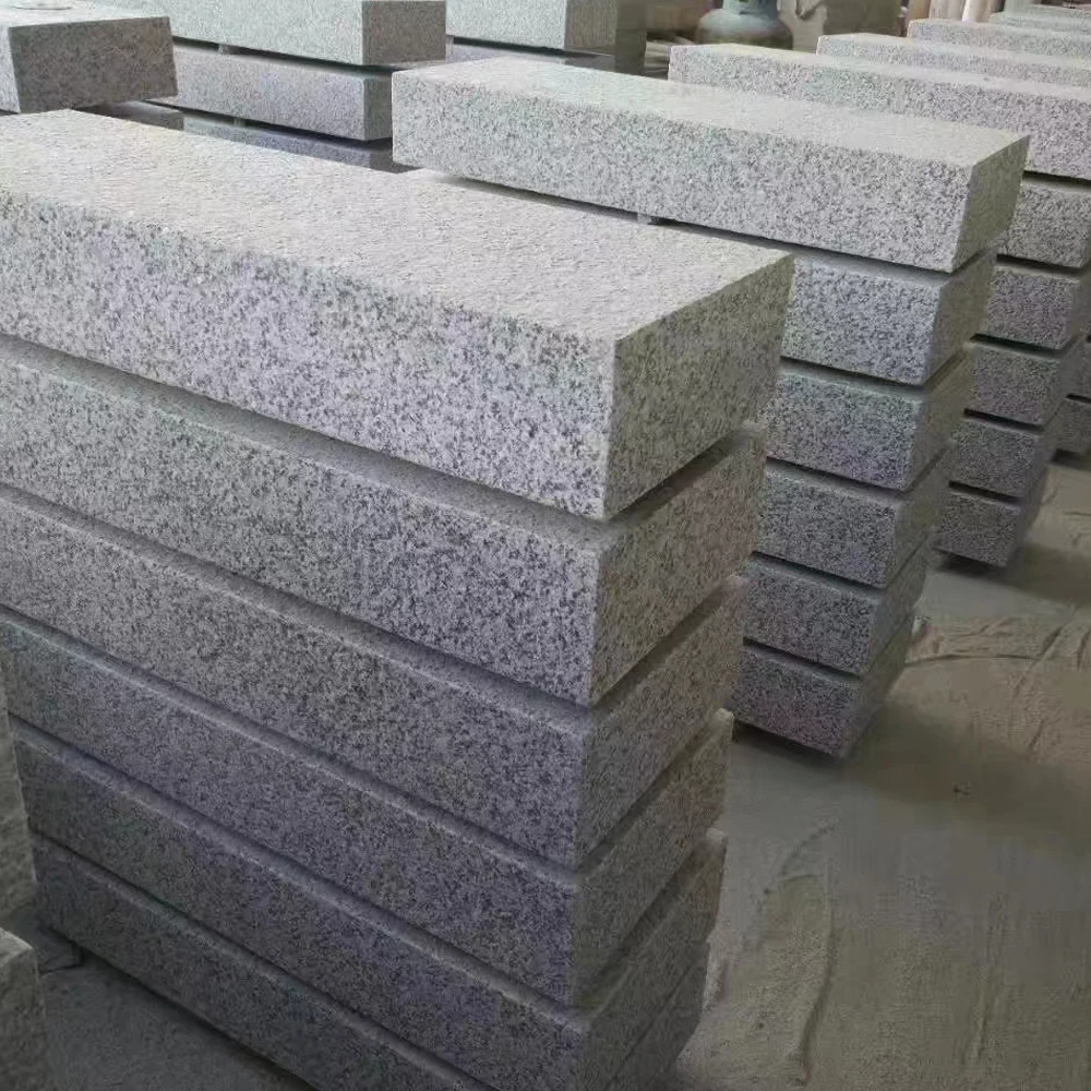 custom light grey white garden walking road side edge curb granite kerb stone