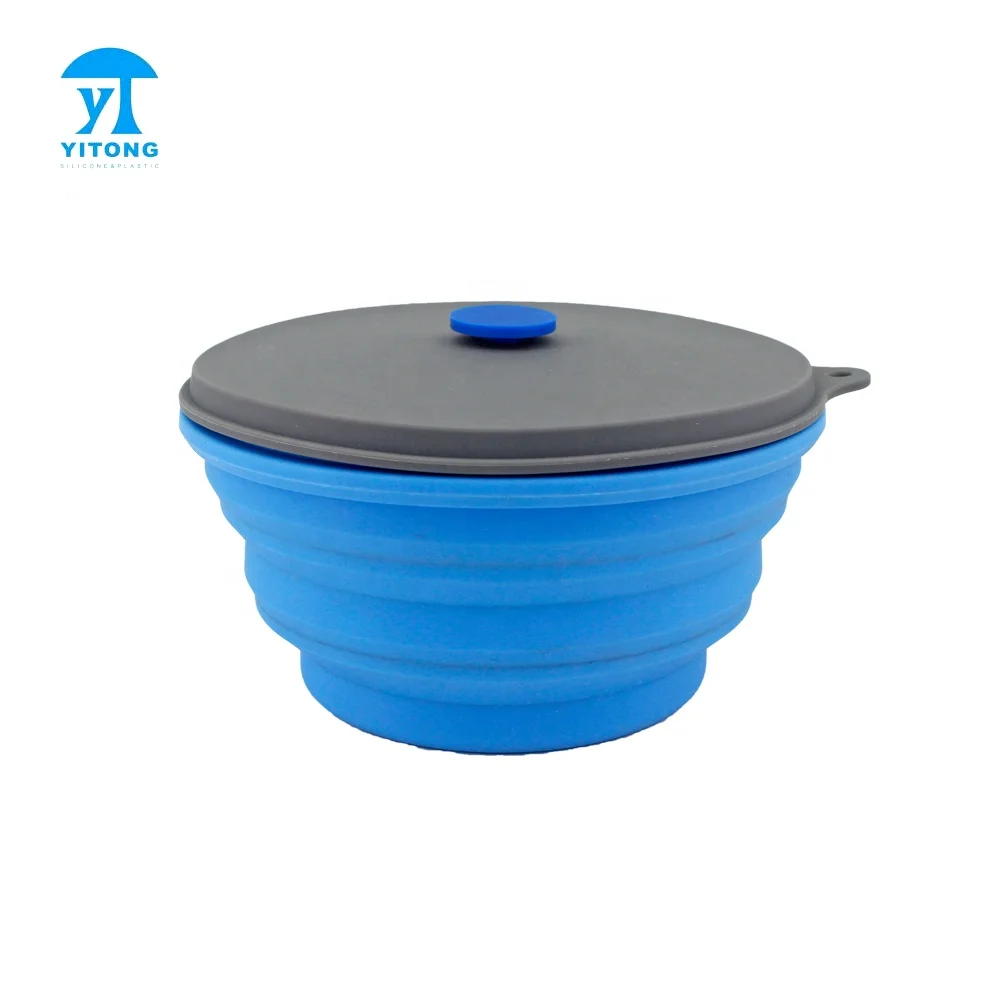 
 Складная силиконовая миска с крышкой, складной ланч-бокс для пищевых продуктов, портативная силиконовая салатница  