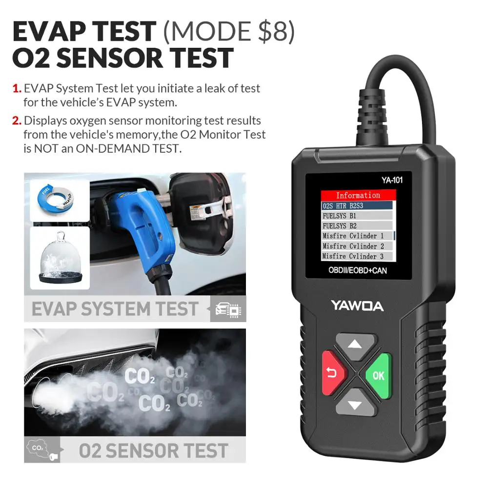  Считыватель кодов YA101 OBD2 сканер для считывания стирания тестер батареи стоп-рамка тестовый график датчика O2 16-контактный «сделай