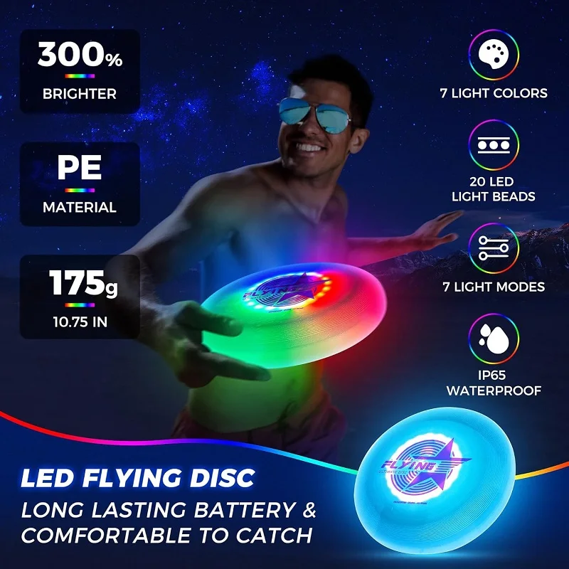 LED Flying Disc 20LED Ultimate Flying Saucer Waterproof Professional Ultimate Flying Disc 175g For Competitions Team Outdoor Toy