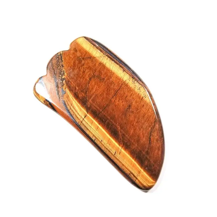 HY Gem Yellow Tiger Eye gua sha comb gua sha crystal heart body gua sha stone with box health and beauty