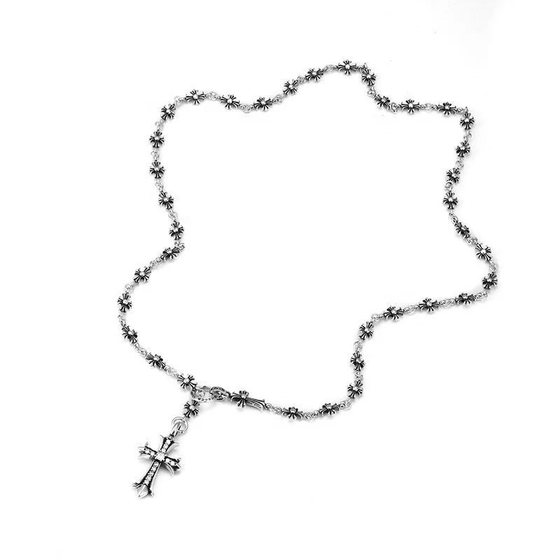 Vintage Punk Adjustable Push-Pull Gold Silver Plated Gothic Brass Cross Pendant Necklace for Men and Women