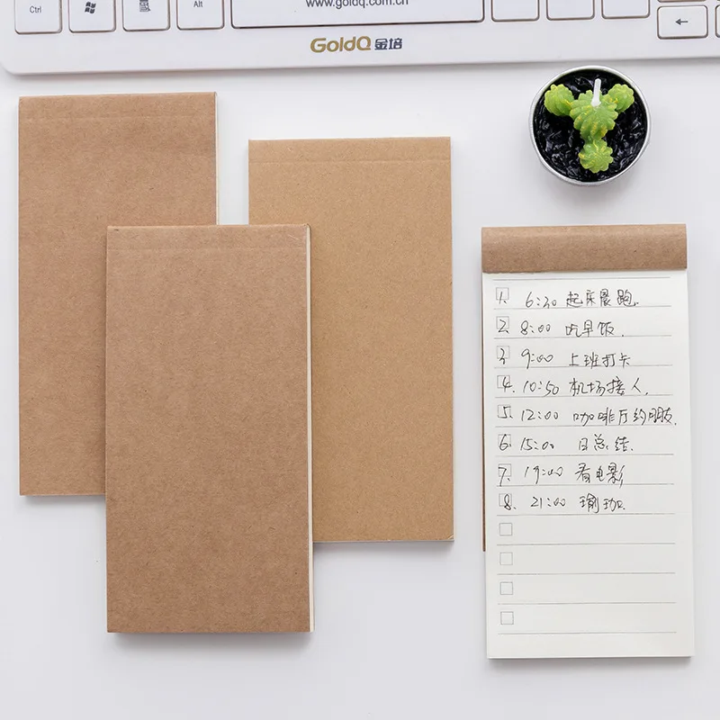 Simple Brown Kraft Paper Notepad Sticky Notes Memo Pad Custom Planner Memo Notes Writing Pad School Office Stationery
