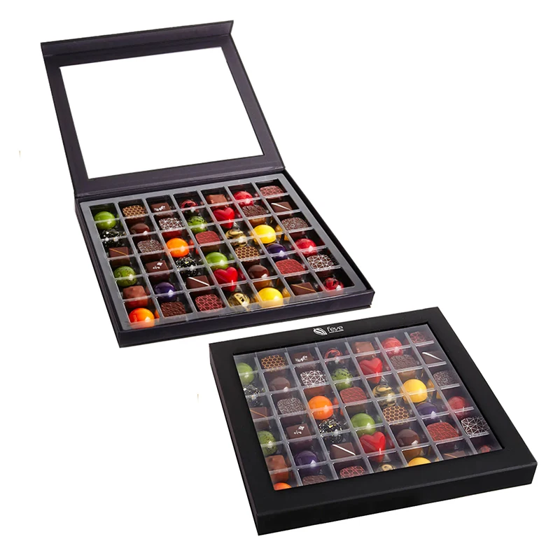 Professional Manufacturer Customizable Magnetic Attraction Black Chocolate Box Transparent