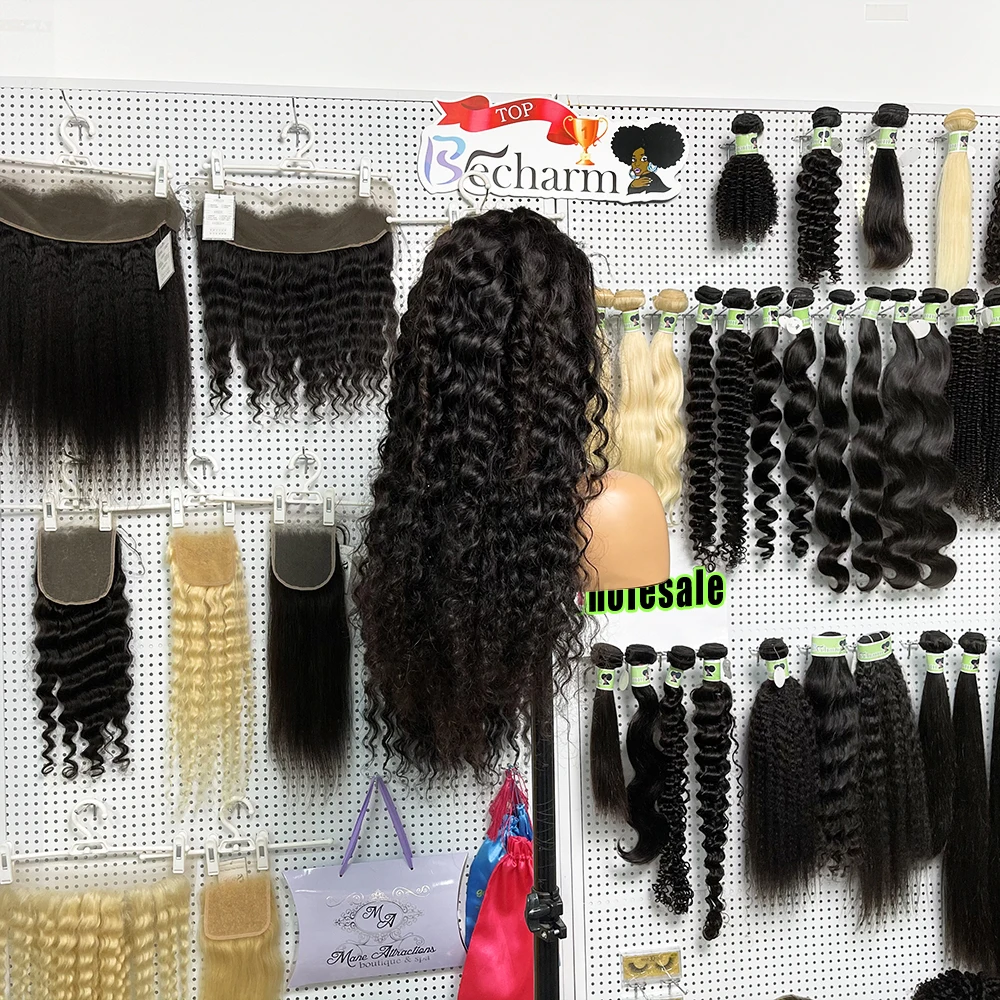 Loose deep wave human hair lace frontal wigs with baby hair 150% 180% density natural black color 40 inch deep wave wigs vendor