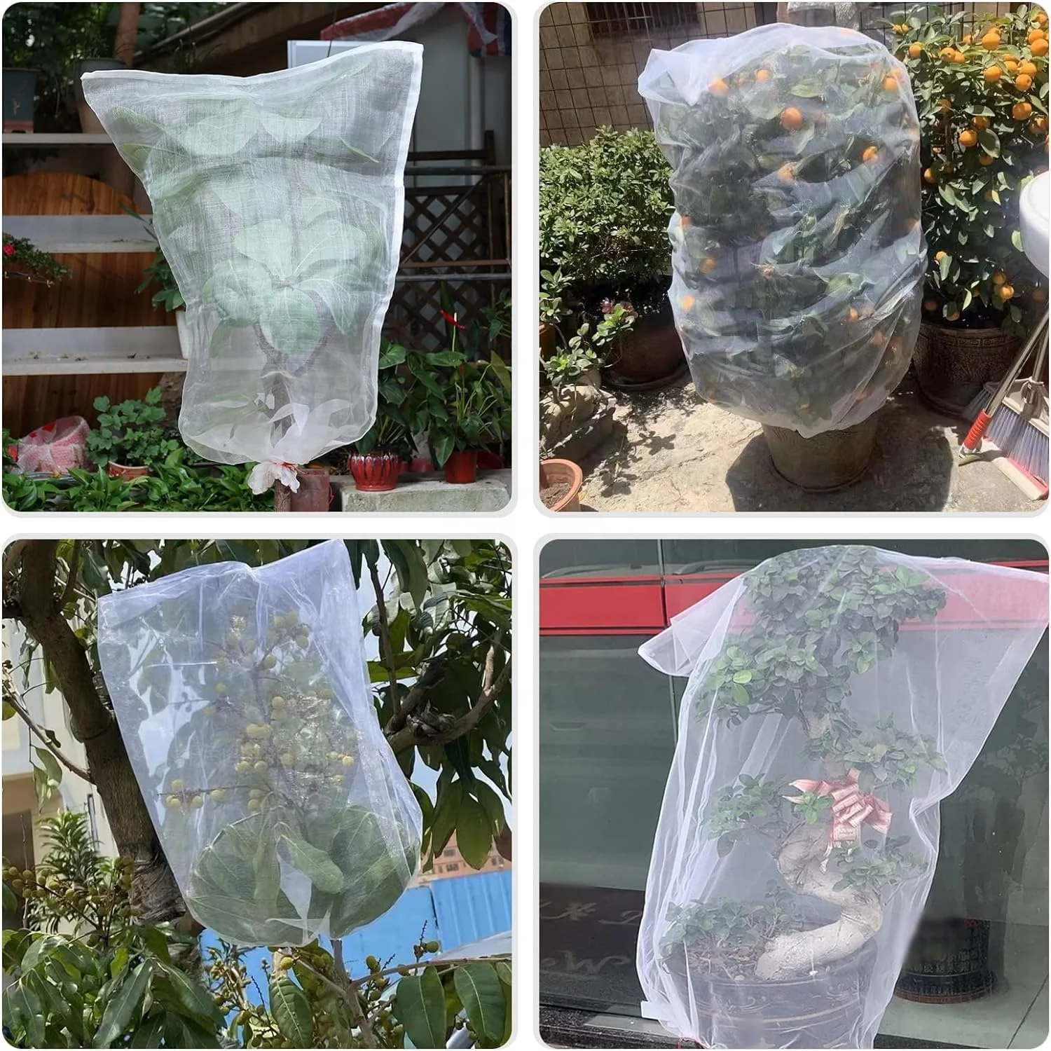 Garden Fruit Cover Mesh Bags with Drawstring for Plant Fruit Flower and Vegetables
