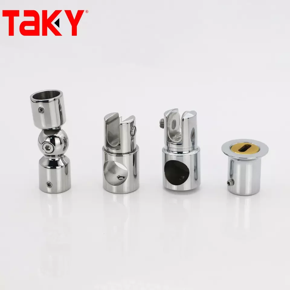 Factory Price Polish Round Pipe Connector 19 25 mm Brass Tube Clip Connector Zinc Alloy Pipe Connector