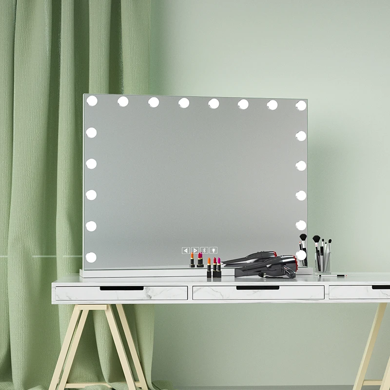 High Quality Rectangle Luxury Hollywood Makeup LED Mirror With Lights
