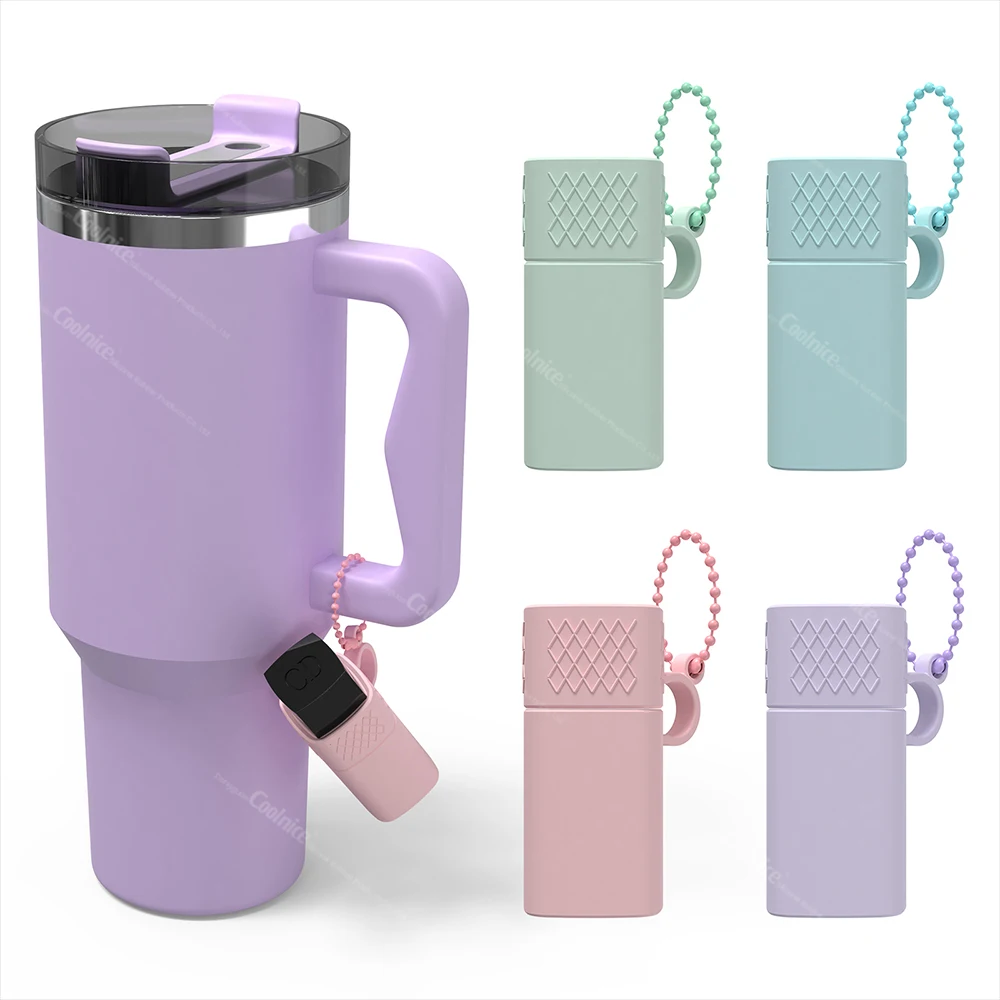 Mini silicone lipstick sleeve with beaded chain for women girl portable lipgloss storage organizers for purse