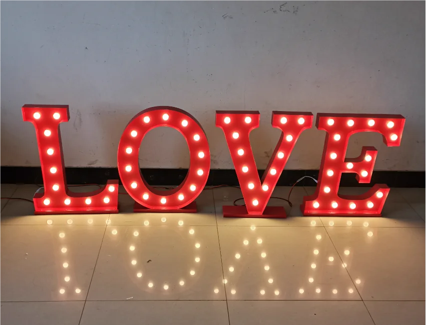 High Quality 4ft Outdoor LED Marquee Letters for Wedding/Party Decoration LED Light up Sign in Metal