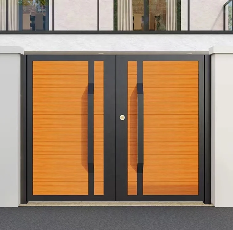 Outside decoration black entrance double stainless steel door design wrought iron house front home door main entrance doors