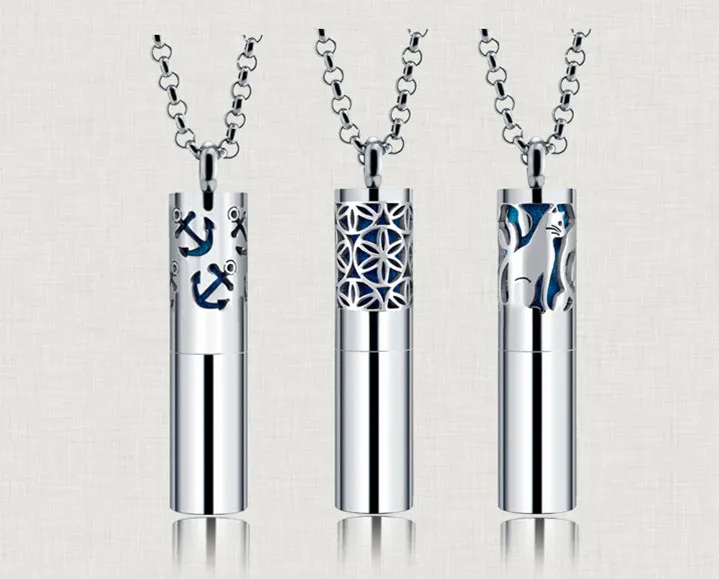 Open aromatherapy essential oil perfume bottle couple necklace stainless steel pendant