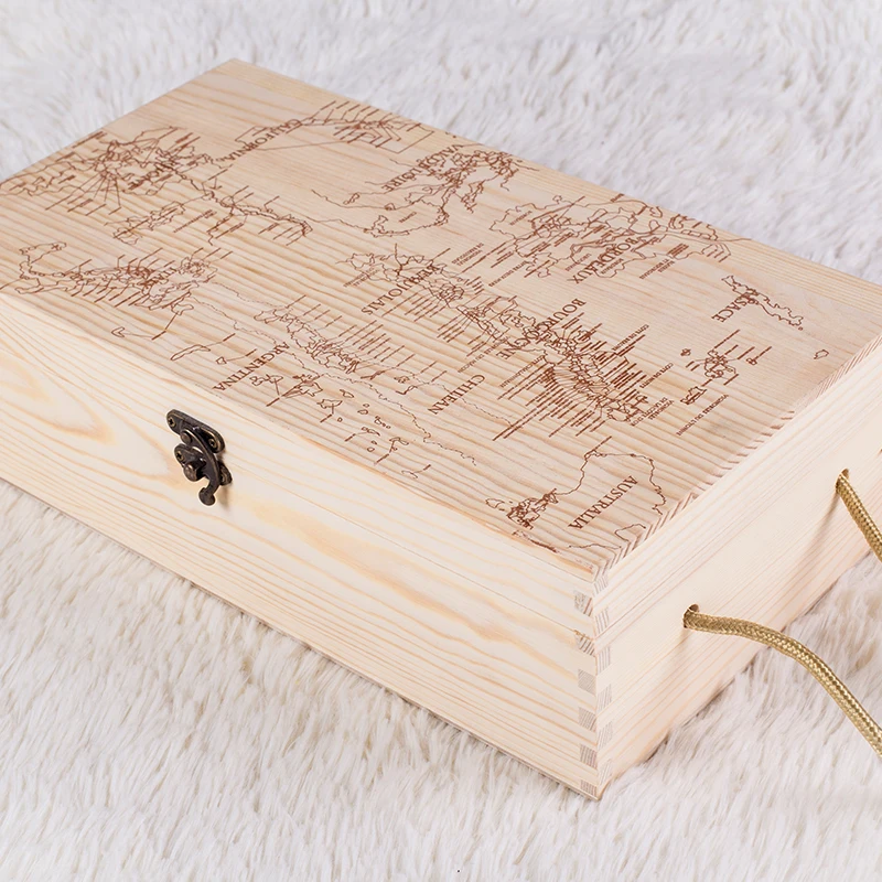 Совершенно новый дизайн деревянные подарочные коробки для бутылки вина с ручкой по оптовой цене