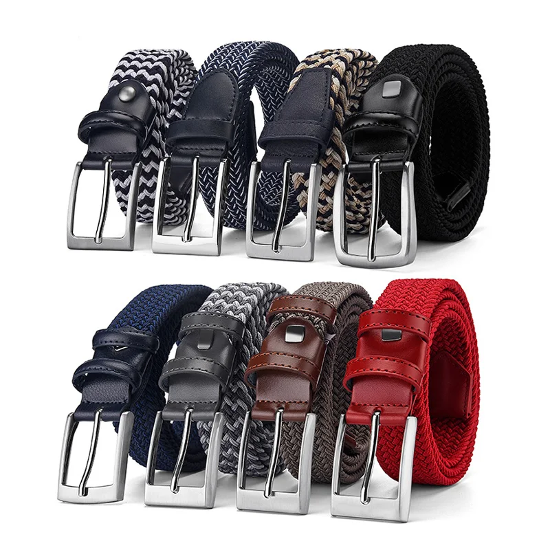 Custom wholesale Women Casual Web Weave Belt Fashion Stretch Fabric Belt Woven Braided Elastic Belt For Men