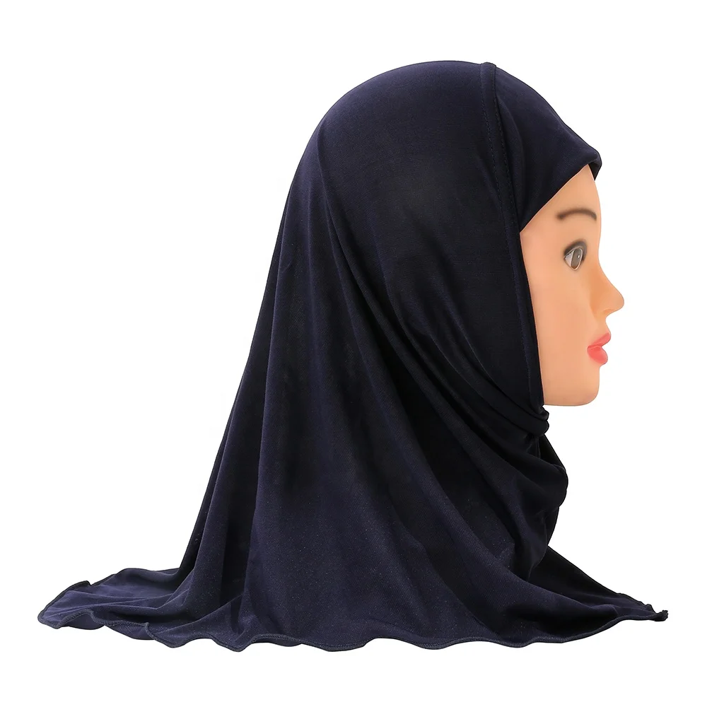 No Decoration Soft Stretch Material Beautiful Small Girl Alamira Hijab Muslim Kids Islamic Scarf Headscarf