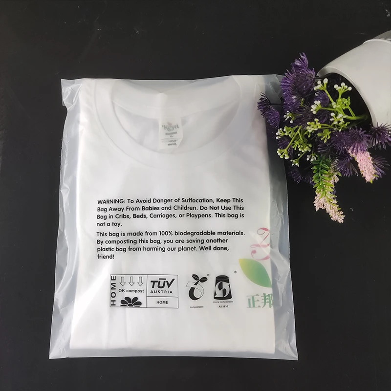 Compostable clear transparent plastic biodegradable self adhesive courier poly bags for food packaging
