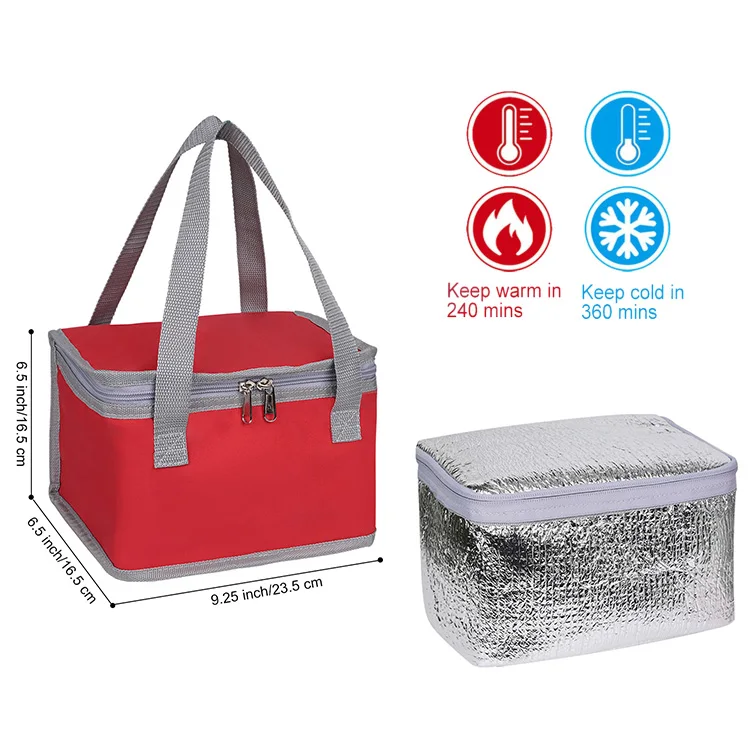 Wholesale custom RPET aluminium foil small rectangle soft insulated cooler lunch  bag