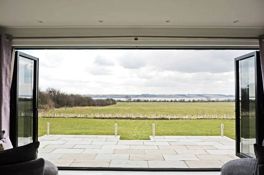Exterior Bifold Doors Aluminum Profile Patio Tempered Glass Bi