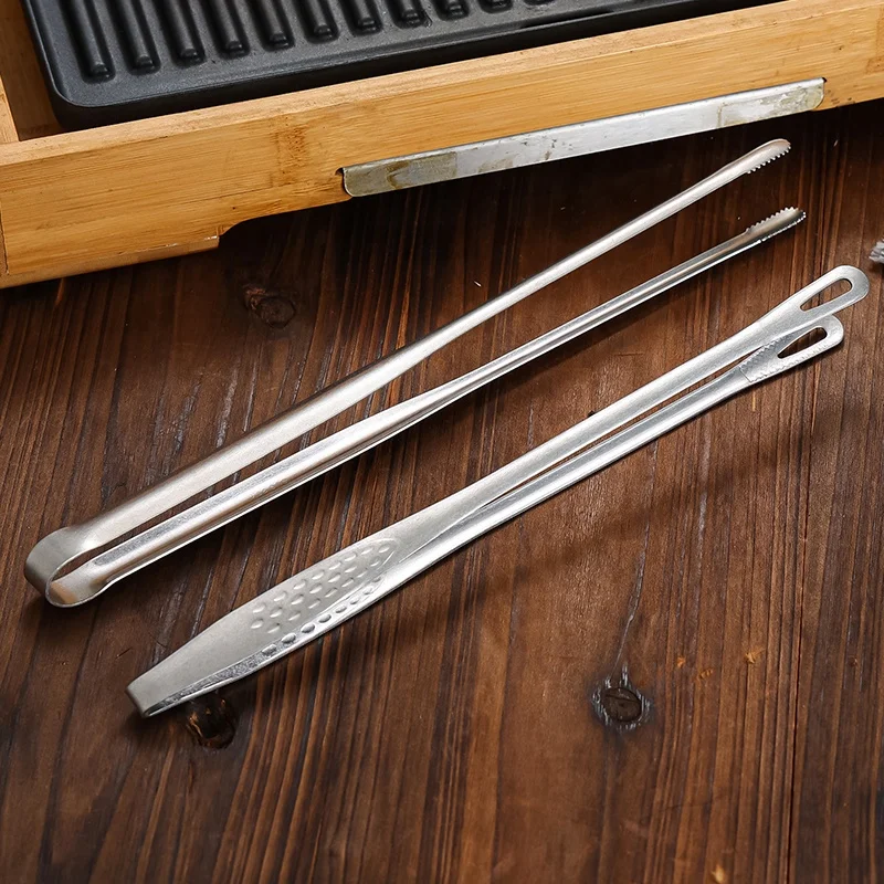 Hot Sale Korean BBQ Tongs Baking Bread Cake Ice Food Tongs 304 Stainless Steel Mini Grill Tongs Kitchen Utensils