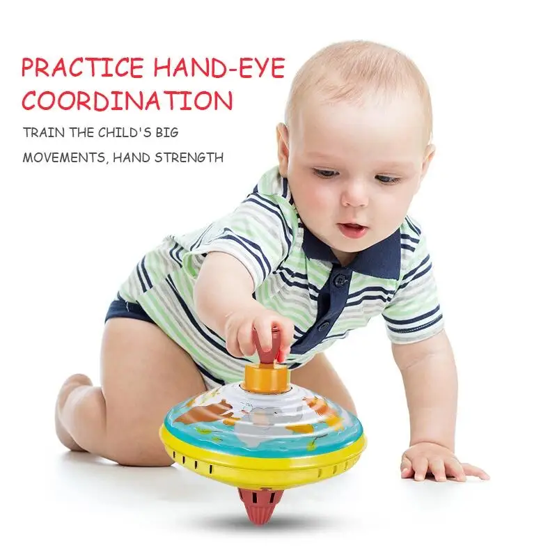 Metal Press Rotation Animal Spinning Peg Top String Gyro Classic Spinning Top Toy for Kids