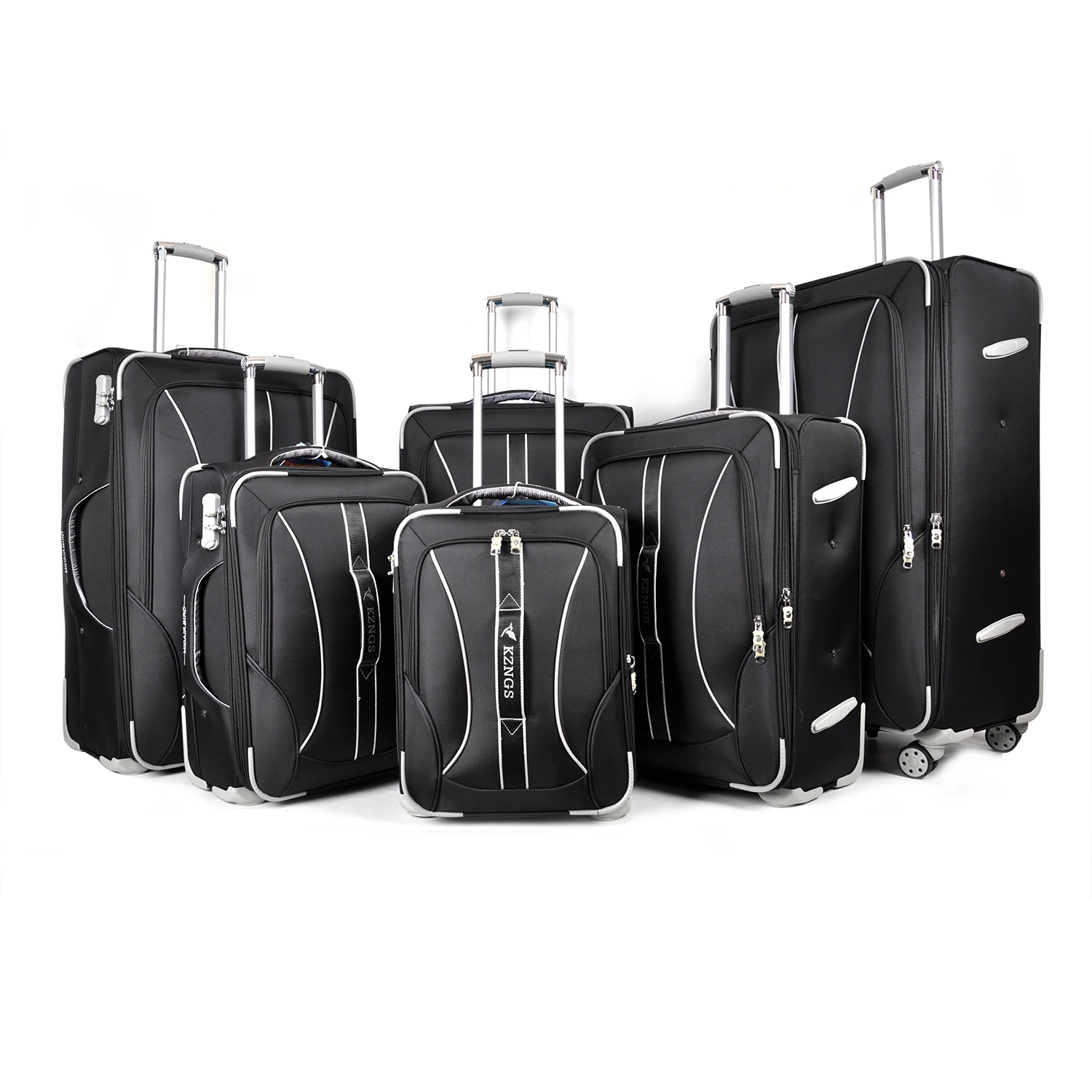 wholesale support new design 6 pcs set suitcases four wheels polyester material trolley luggage suitcases set