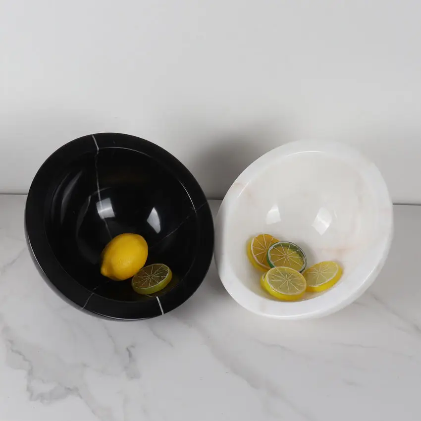 Modern simple marble fruit plate creative home living room dried fruit snack dessert plate Hotel Villa handicraft decoration