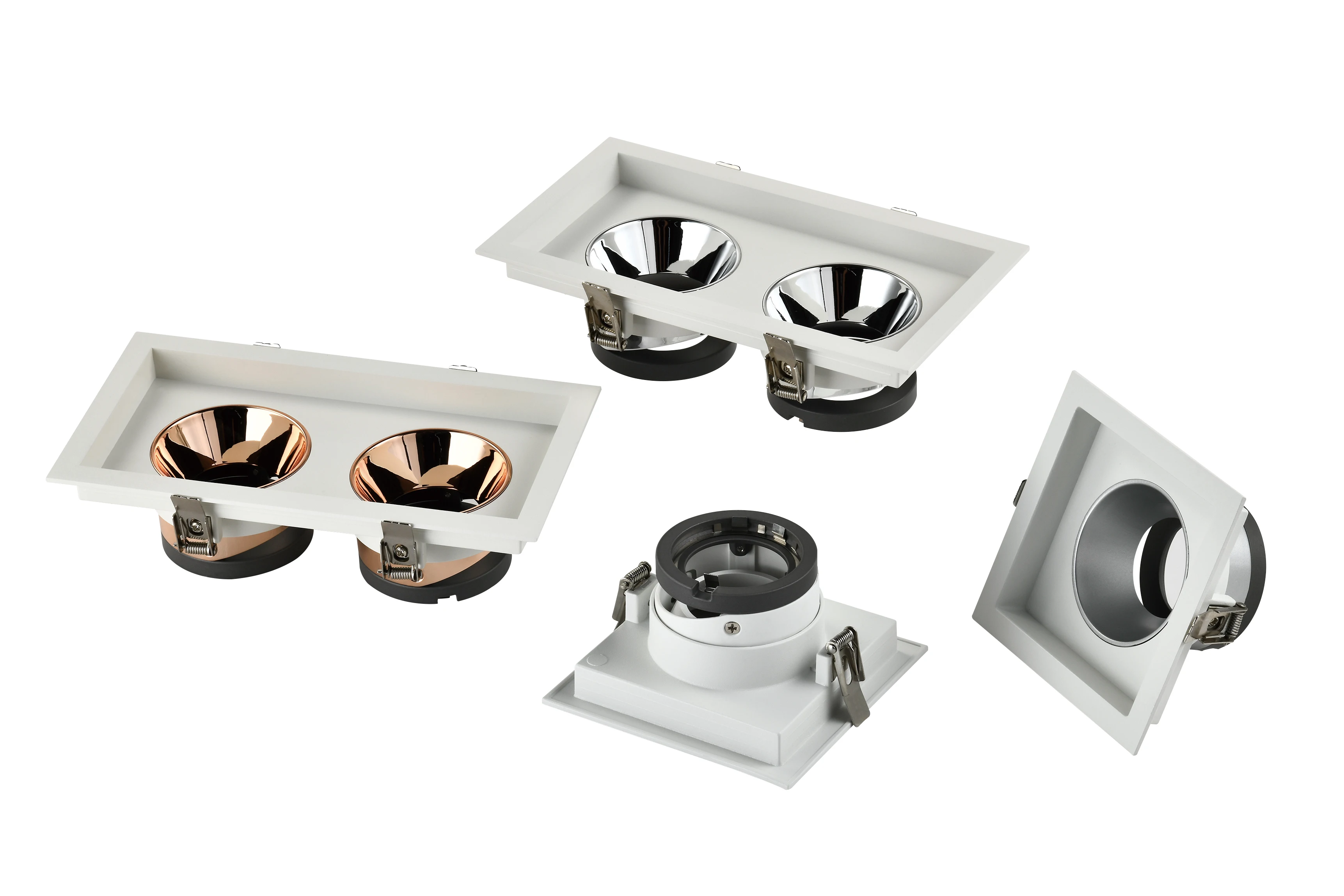 Square round GU10 downlight fixture LED spotlight recessed adjustable LED spotlight downlight frame housing