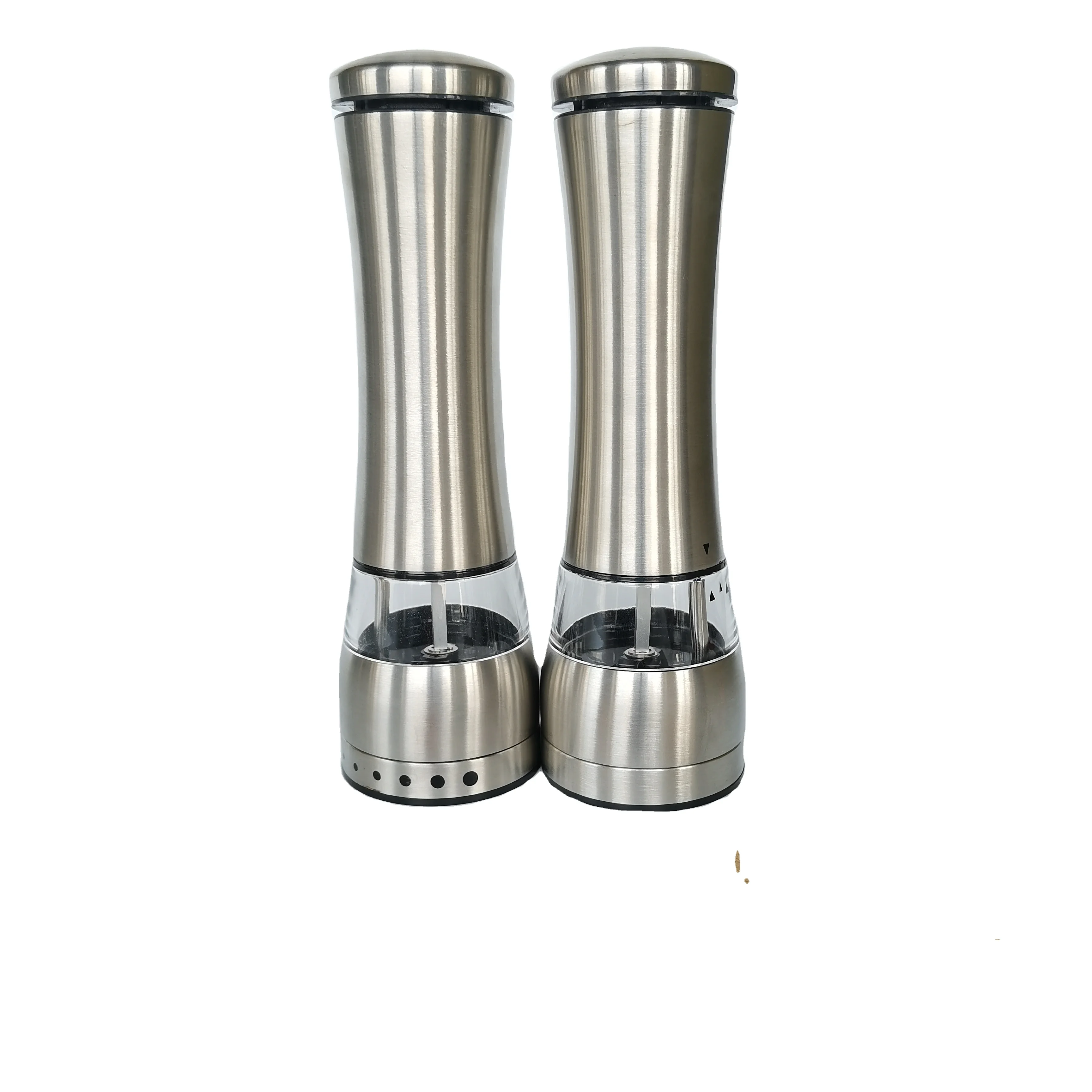 Premium electric salt shaker stainless steel pepper mills battery operated salt and pepper grinder set for kitchen