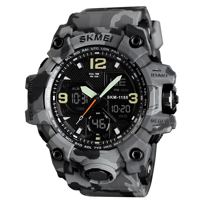 1155b Hot Selling Outdoor Shockproof Watches Men Wrist Waterproof Gray Digital Reloj Sport Watch