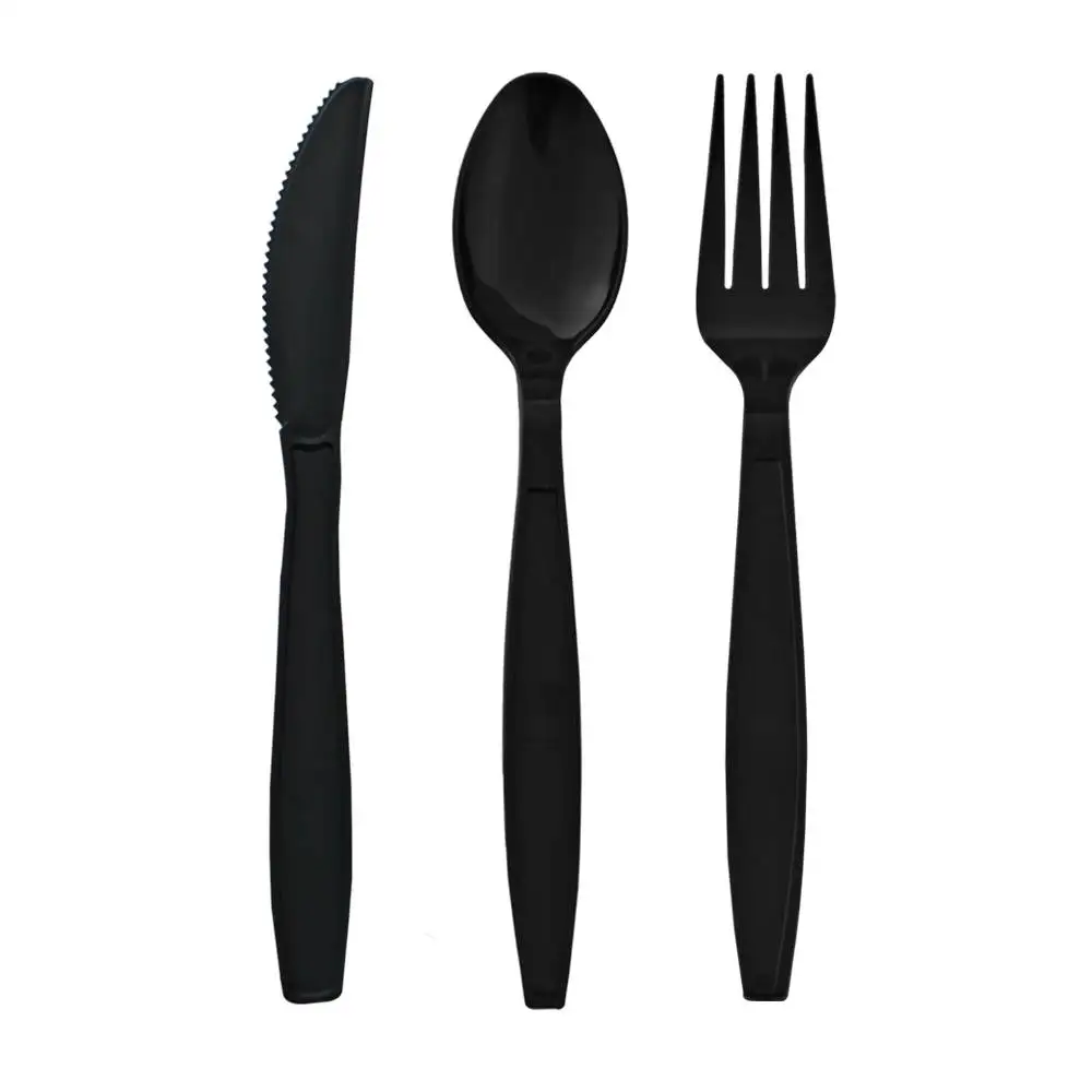 
eco-friendly disposable soup plastic cutlery /disposable knife fork spoon with folded paper napkin 